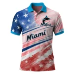 Miami Marlins Polo Shirt Customized Star Stripes Red Blue Best Selling