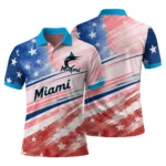 Miami Marlins Polo Shirt Customized Star Stripes Red Blue Best Selling