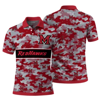 Miami Redhawks Polo Shirt Customized Camo Band Red Fashion Forward