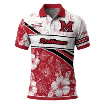Miami Redhawks Polo Shirt Customized Floral Angles Red White Best Selling