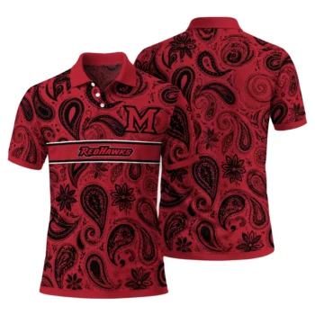 Miami Redhawks Polo Shirt Customized Paisley Band Red Fashion Forward