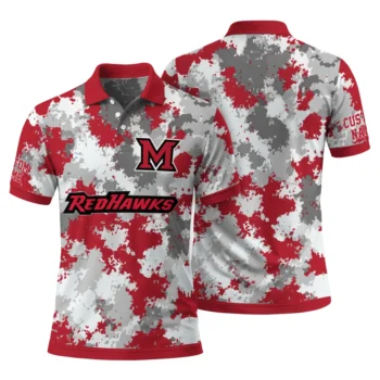 Miami Redhawks Polo Shirt Customized Pixel Camo Red Fashion Forward