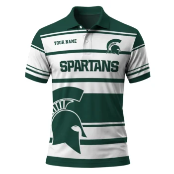 Michigan State Spartans Polo Shirt Personalized Horizontal Blocks Green Best Selling