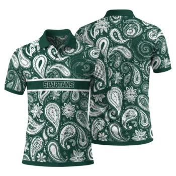 Michigan State Spartans Polo Shirt Personalized Paisley Band Green Fashion Forward