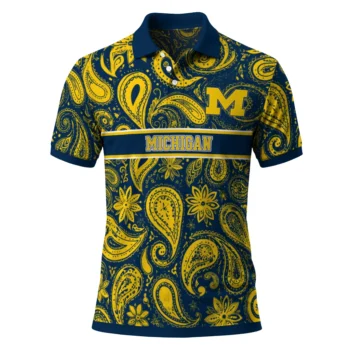 Michigan Wolverines Polo Shirt Custom Paisley Band Blue Best Selling