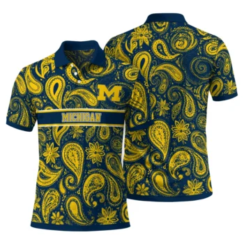 Michigan Wolverines Polo Shirt Custom Paisley Band Blue Fashion Forward