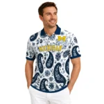 Michigan Wolverines Polo Shirt Custom Paisley Florals Blue White Best Selling
