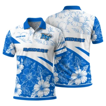 Middle Tennessee Blue Raiders Polo Shirt Custom Floral Angles Blue White Fashion Forward