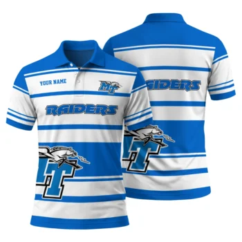 Middle Tennessee Blue Raiders Polo Shirt Custom Horizontal Blocks Blue Fashion Forward