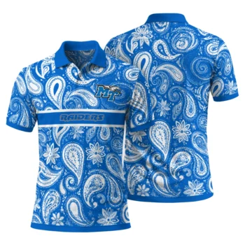 Middle Tennessee Blue Raiders Polo Shirt Custom Paisley Band Blue Fashion Forward