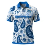 Middle Tennessee Blue Raiders Polo Shirt Custom Paisley Florals Blue White Best Selling