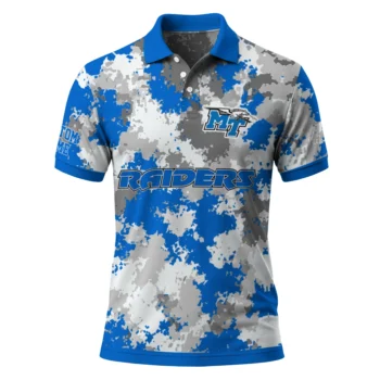 Middle Tennessee Blue Raiders Polo Shirt Custom Pixel Camo Blue Best Selling