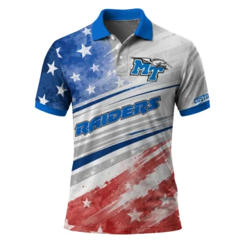 Middle Tennessee Blue Raiders Polo Shirt Custom Star Stripes Red Blue Best Selling