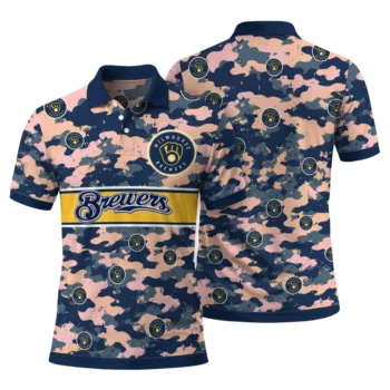 Milwaukee Brewers Polo Shirt Personalized Camo Band Navy Blue Fashion Forward