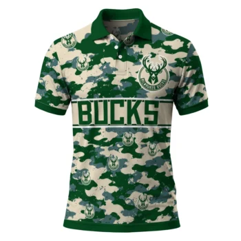 Milwaukee Bucks Polo Shirt - Custom Camo Band Green