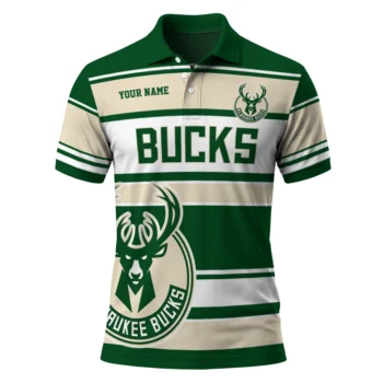 Milwaukee Bucks Polo Shirt - Custom Horizontal Blocks Green