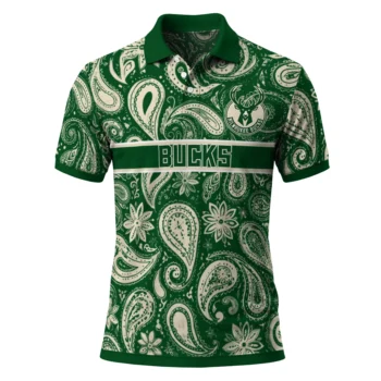 Milwaukee Bucks Polo Shirt - Custom Paisley Band Green