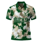 Milwaukee Bucks Polo Shirt - Custom Pixel Camo Green