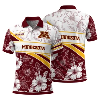 Minnesota Golden Gophers Polo Shirt Customized Floral Angles Maroon White Fashion Forward