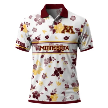Minnesota Golden Gophers Polo Shirt Customized Floral Pinstripe Maroon White Best Selling