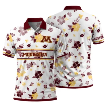 Minnesota Golden Gophers Polo Shirt Customized Floral Pinstripe Maroon White Fashion Forward