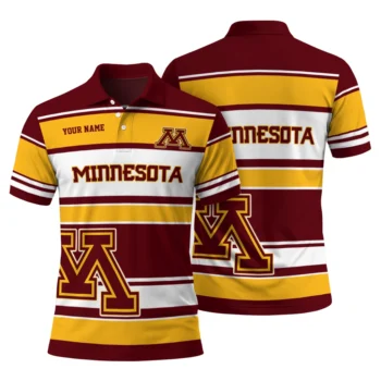 Minnesota Golden Gophers Polo Shirt Customized Horizontal Blocks Maroon Fashion Forward