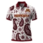 Minnesota Golden Gophers Polo Shirt Customized Paisley Florals Maroon White Best Selling