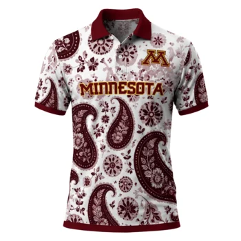 Minnesota Golden Gophers Polo Shirt Customized Paisley Florals Maroon White Best Selling