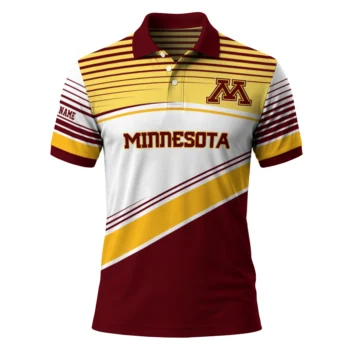 Minnesota Golden Gophers Polo Shirt Customized Slanted Stripes Maroon White Best Selling