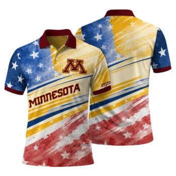 Minnesota Golden Gophers Polo Shirt Customized Star Stripes Red Blue Fashion Forward