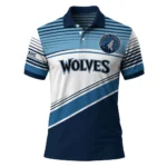 Minnesota Timberwolves Polo Shirt - Customized Slanted Stripes Midnight Blue White