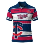 Minnesota Twins Polo Shirt Custom Horizontal Blocks Navy Best Selling