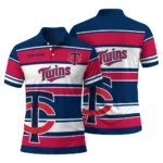 Minnesota Twins Polo Shirt Custom Horizontal Blocks Navy Best Selling