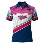 Minnesota Twins Polo Shirt Custom Slanted Stripes Navy White Best Selling