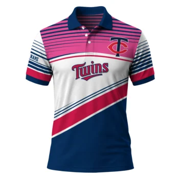 Minnesota Twins Polo Shirt Custom Slanted Stripes Navy White Best Selling