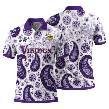 Minnesota Vikings Polo Shirt Custom Paisley Florals Purple White Fashion Forward