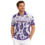 Minnesota Vikings Polo Shirt Custom Paisley Florals Purple White Best Selling