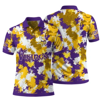Minnesota Vikings Polo Shirt Customized Pixel Camo Purple Fashion Forward