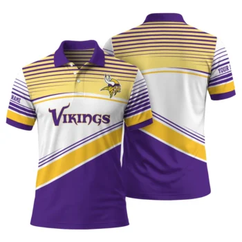 Minnesota Vikings Polo Shirt Customized Slanted Stripes Purple White Fashion Forward
