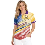 Minnesota Vikings Polo Shirt Personalized Star Stripes Red Blue Best Selling