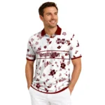 Mississippi State Bulldogs Polo Shirt Customized Floral Pinstripe Maroon White Best Selling