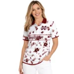 Mississippi State Bulldogs Polo Shirt Customized Floral Pinstripe Maroon White Best Selling