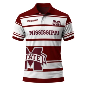 Mississippi State Bulldogs Polo Shirt Customized Horizontal Blocks Maroon Best Selling