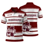 Mississippi State Bulldogs Polo Shirt Customized Horizontal Blocks Maroon Best Selling