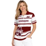 Mississippi State Bulldogs Polo Shirt Customized Horizontal Blocks Maroon Best Selling