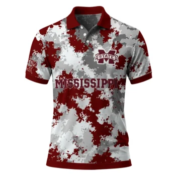 Mississippi State Bulldogs Polo Shirt Customized Pixel Camo Maroon Best Selling