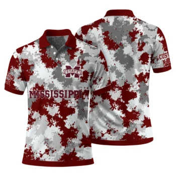 Mississippi State Bulldogs Polo Shirt Customized Pixel Camo Maroon Fashion Forward