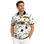 Missouri Tigers Polo Shirt Personalized Floral Pinstripe Black White Best Selling