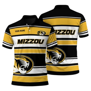 Missouri Tigers Polo Shirt Personalized Horizontal Blocks Black Fashion Forward