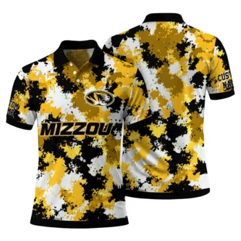 Missouri Tigers Polo Shirt Personalized Pixel Camo Black Fashion Forward